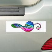 Treble clef note in color_ bumpersticker (Op auto)