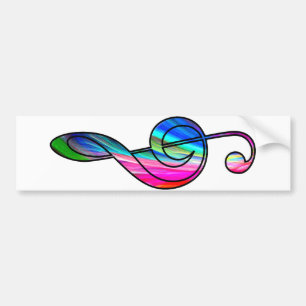 Treble clef note in color_ bumpersticker