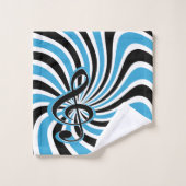 Treble Clef op Blue Retro Background Bad Handdoek (Wasdoekje)