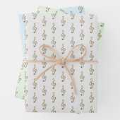 Treble Clef Patroon Muziek Thema Grijs Groen Blauw Inpakpapier Vel (In situ)