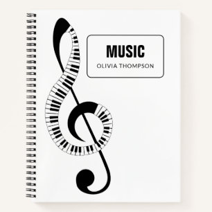 Treble Clef Piano Keys School Music Notitieboek