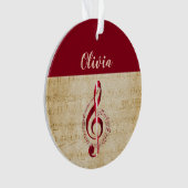 Treble Clef Red  muzieknaam Ornament (voorkant)
