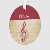 Treble Clef Red  muzieknaam Ornament (voorkant)