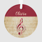 Treble Clef Red Nom de la musique Vintage (dos)