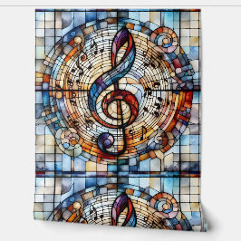 Treble Clef Stain Glass Behang