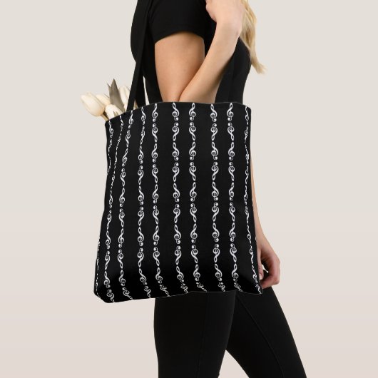 Treble Clef Stripe Musical Canvas tas (Dichtbij)