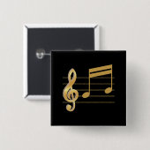 Treble-clef Vierkante Button 5,1 Cm (Voorkant /achterkant)