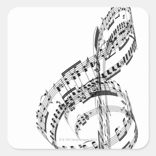 Treble Clef Vierkante Sticker (Voorkant)