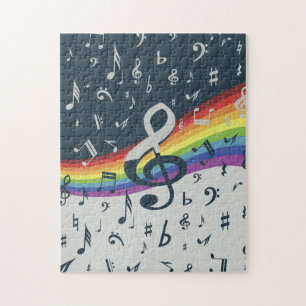 Treble Clef Wave Rainbow-kleuren Legpuzzel