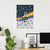 Treble Clef Wave Rainbow-kleuren Poster (Thuiskantoor)