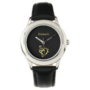 Treble en bass cleart muziek hartliefde zwarte naa horloge