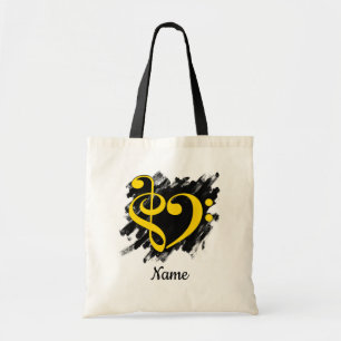 Treble en Bass Clef Hart Geel Tote Bag