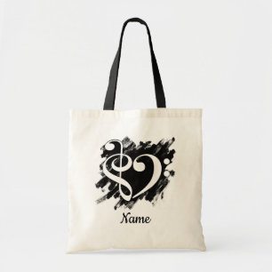 Treble en Bass Clef Hart op Grunge  Tote Bag