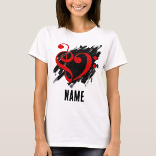 Treble en Bass Clef Hart Rood T-shirt