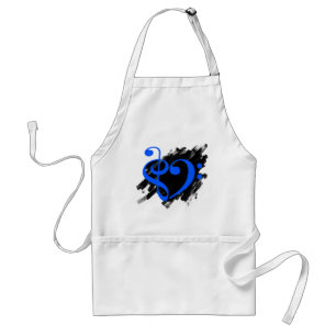 Treble en Bass Clef Musical Heart Royal Blue Standaard Schort