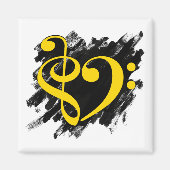 Treble en Bass Clef Musical Heart Yellow Magneet (Voorkant)