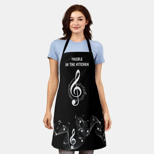 Treble in de keuken schort (Gedragen)