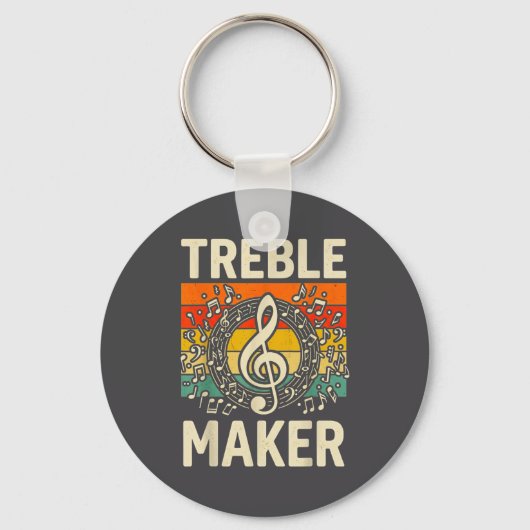 Treble Maker Retro Music Notes Pun For Band Choir  Sleutelhanger (Voorkant)
