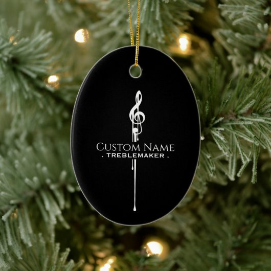 Treblemaker Funny Music Pun Classy Black G-Clef Keramisch Ornament (Boom)