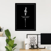 Treblemaker Funny Music Pun Classy Black G-Clef Poster (Thuiskantoor)