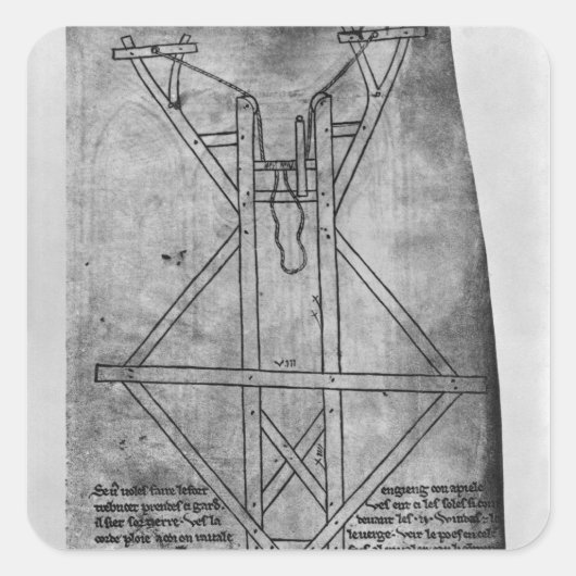 Trebuchet, machine om pijlen te werpen vierkante sticker (Voorkant)