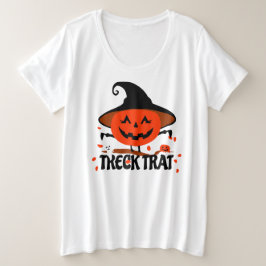 Treck Trat pompoen lachend Grote Maat T-shirt