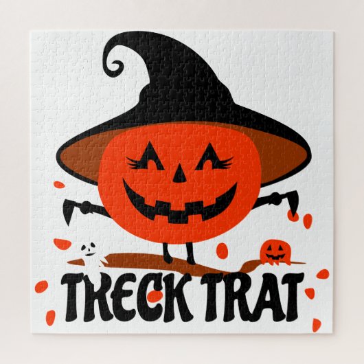 Treck Trat pompoen lachend Legpuzzel (Verticaal)