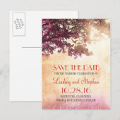 Tree and Love Birds Rustic Bewaar de datum Aankondigingskaart (Voorkant / Achterkant)