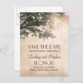Tree and Love Birds Rustic Bewaar de datum Aankondigingskaart (Voorkant / Achterkant)