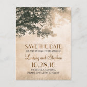 Tree and Love Birds Rustic Bewaar de datum Aankondigingskaart (Voorkant)