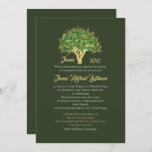 Tree Bar Mitzvah Golden Star de David Invitation (Devant / Derrière)