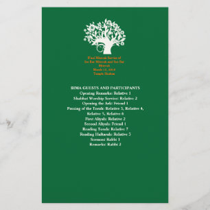 Tree Bar Mitzvah Wedding 8,5 x 5,5-inch programma Briefpapier