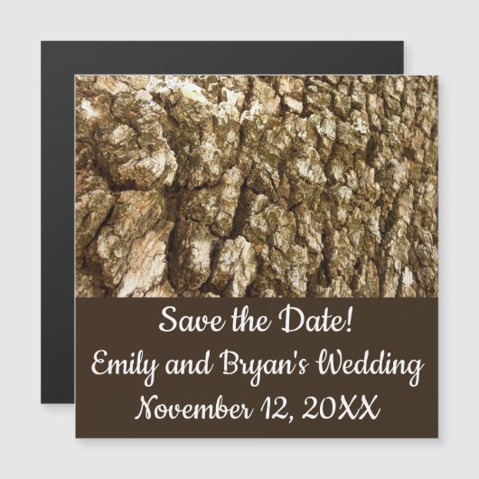 Tree Bark II Natural Textured Design Save the Date (Voorkant / Achterkant)