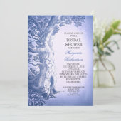 Tree Blue Rustic Bruids Douche Uitnodigingen (Staand voorkant)