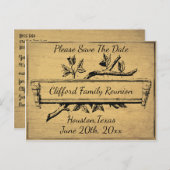 Tree Branch Banner Sla de datum op Aankondigingskaart (Voorkant / Achterkant)