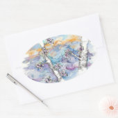 Tree Branch Sunset Storm Wolkentekening Ovale Sticker (Envelop)