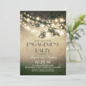 Tree Branches & String Lights Engagement Party Kaart (Staand voorkant)