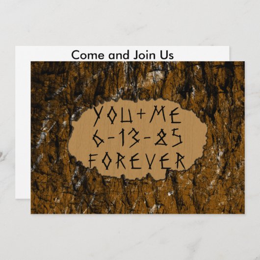 Tree Carving Invite Kaart (Voorkant / Achterkant)