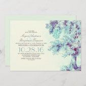 Tree Dusty Blue Wedding Invitation Kaart (Voorkant / Achterkant)