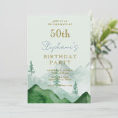 Tree Forest Mountain 50e anniversaire Invitations (Debout devant)