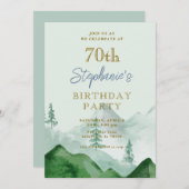 Tree Forest Mountain 70e anniversaire Invitations (Devant / Derrière)