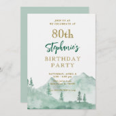Tree Forest Mountain 80e anniversaire Invitations (Devant / Derrière)