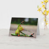 Tree Frog doet Yoga Funny Card Kaart (Gele Bloem)