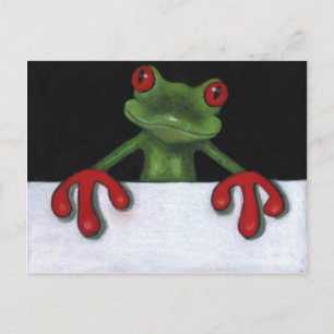 TREE FROG HOLDING SIGN: JE SPEELT FORMULERING BRIEFKAART