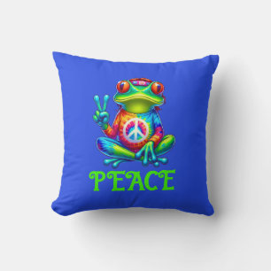 Tree Frog Peace Tye Dye Shirt, Yoga geïnspireerd Kussen