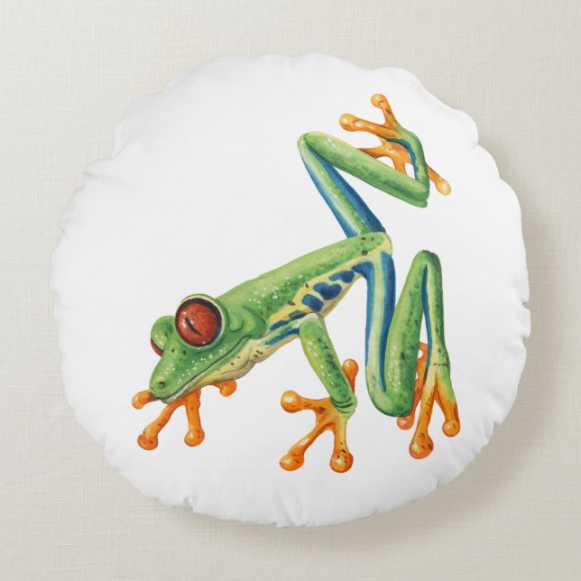 Tree Frog Rond Kussen (Voorkant)