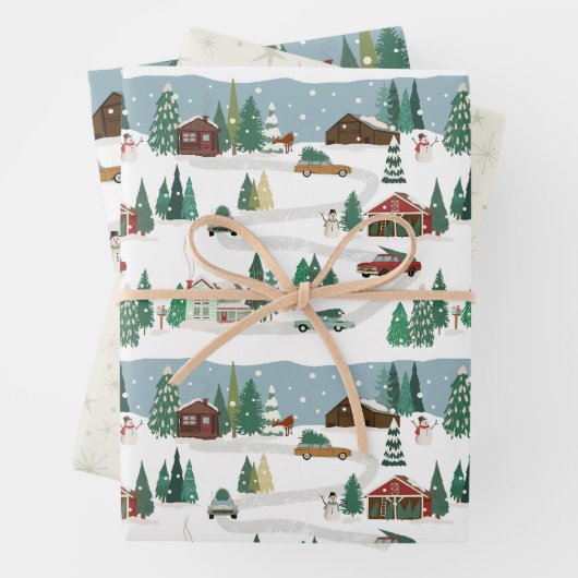 Tree Getting Day Holiday Wrap (3 vellen) Inpakpapier Vel (In situ)