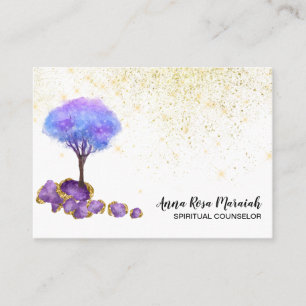** Tree Gold Glitter Amethist Magische Juwelen Visitekaartje