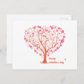 Tree Heart Happy Valentine Day Briefkaart (Voorkant / Achterkant)