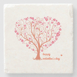 Tree Heart Happy Valentine Day Stenen Onderzetter